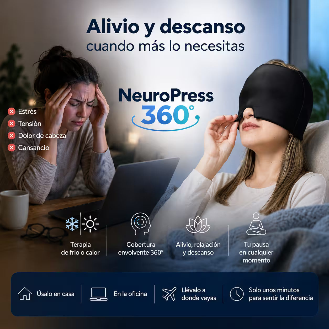NeuroPress 360° - Gorro de Crioterapia Neural para Migraña
